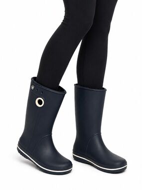 Size 8 Crocs Women’s Jaunt Tall Rain Boots Navy Waterproof Rubber Boots